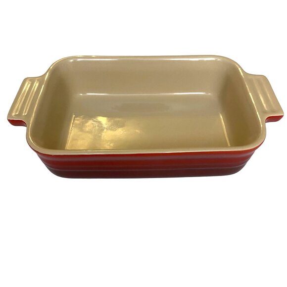 Le Creuset Stonewear Red Enamel Rectangular Baking Dish Small 7x5 - Picture 1 of 10